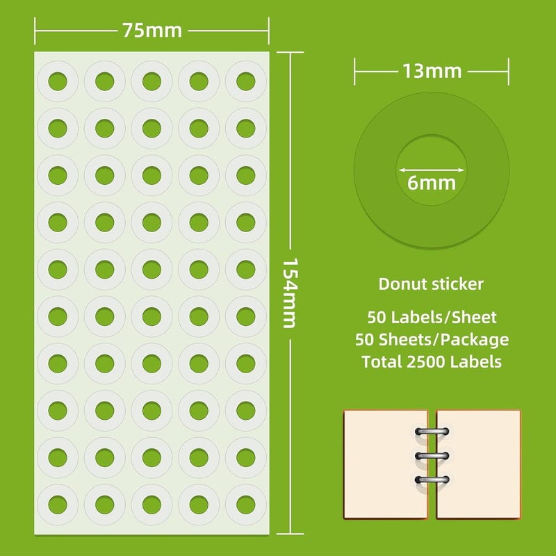Anylabel 2500 Pack Self-Adhesive Hole Reinforcement Stickers, 1/4" Diameter Hole Punch Reinforcement Labels for School Home and Office, Clear, Non-Printable - Image 2